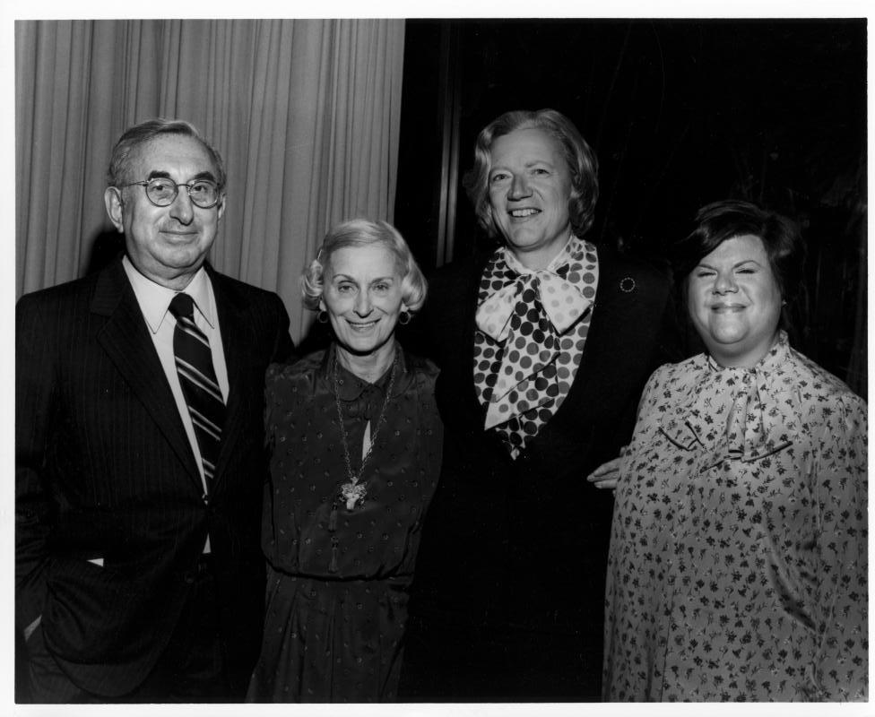 Dr. Joseph B. Kirsner, Minnie Kirsner, Hanna Grey (University of Chicago President), and Millie Cohen