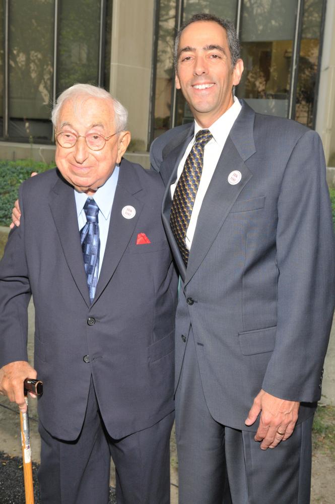 Dr. Joseph B. Kirsner with Howard Grill, GIRF President, at his 100th birthday party in 2009.